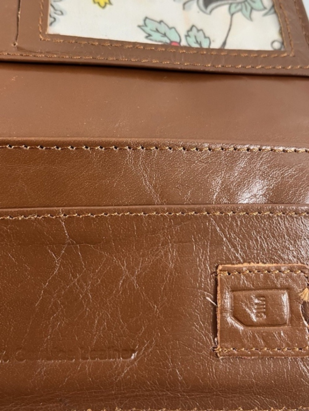 VTG Hobo International Cognac Brown Leather Trifold Continental Organizer Wallet - Picture 4 of 9